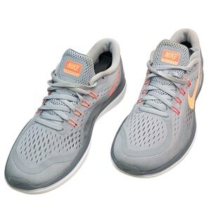 Nike Flex 2017 Run Shoes Women Size 8.5 Grey Orange 898476-003 Running Sneaker